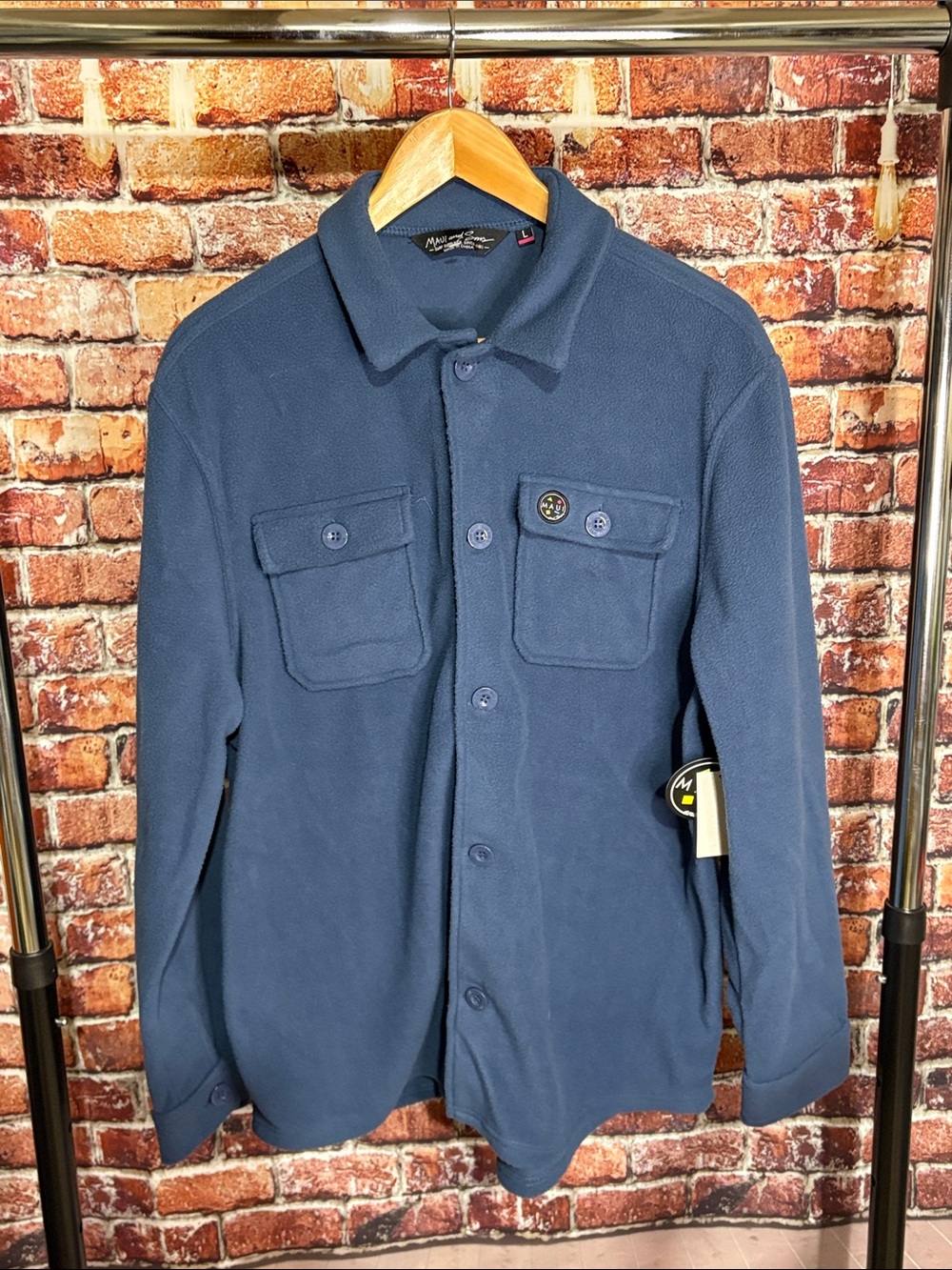 🔥 NWT Maui & Sons surf Men's Navy Fleece shacket Shirt Jacket large pockets
